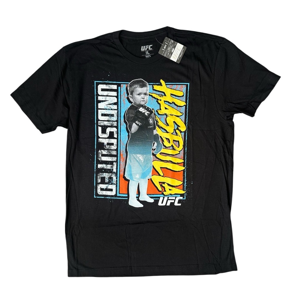 UFC Hasbulla Mania Black Graphic Tee Unisex Men Women Size Large $35 MSRP NWT